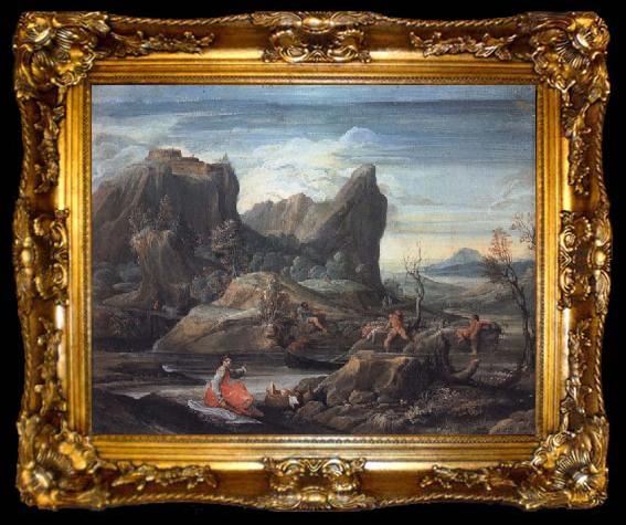 framed  CARRACCI, Agostino Landscape with Bathers, ta009-2