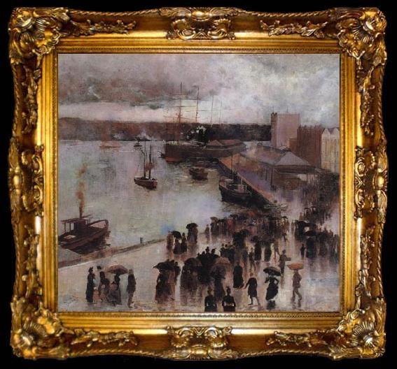 framed  Charles conder Departure of the SS Orient from Circular Quay, ta009-2
