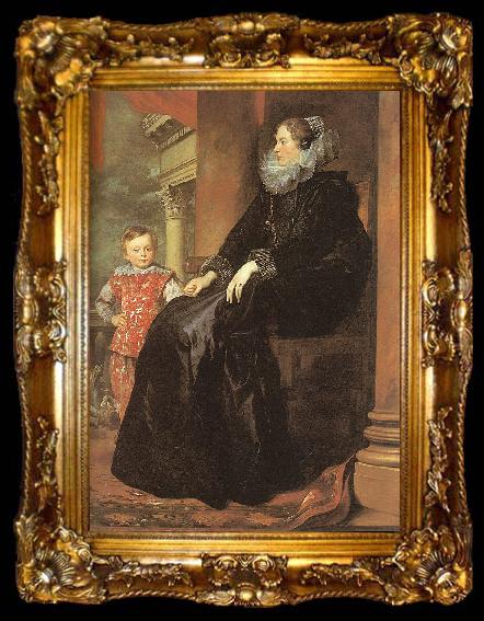 framed  Dyck, Anthony van Genoese Noblewoman with her Son, ta009-2
