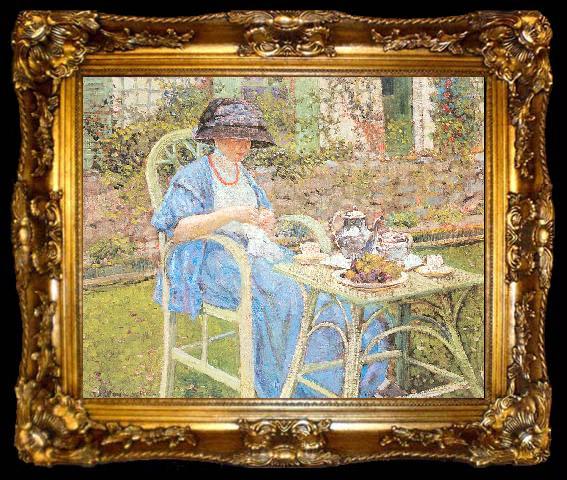 framed  Frieseke, Frederick Carl Breakfast in the Garden, ta009-2