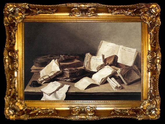 framed  HEEM, Jan Davidsz. de Still-Life of Books sg, ta009-2