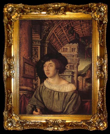 framed  HOLBEIN, Ambrosius Portrait of a Gentleman, ta009-2