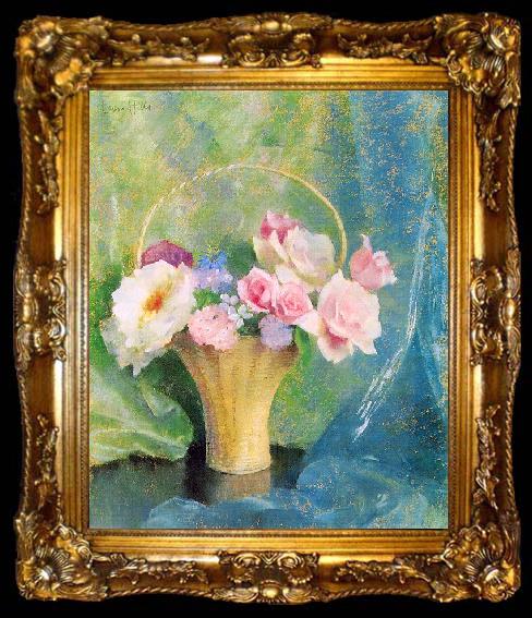 framed  Hills, Laura Coombs Basket of Flowers, ta009-2