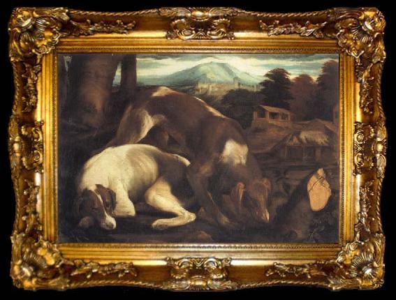 framed  Jacopo Bassano Two Dogs, ta009-2
