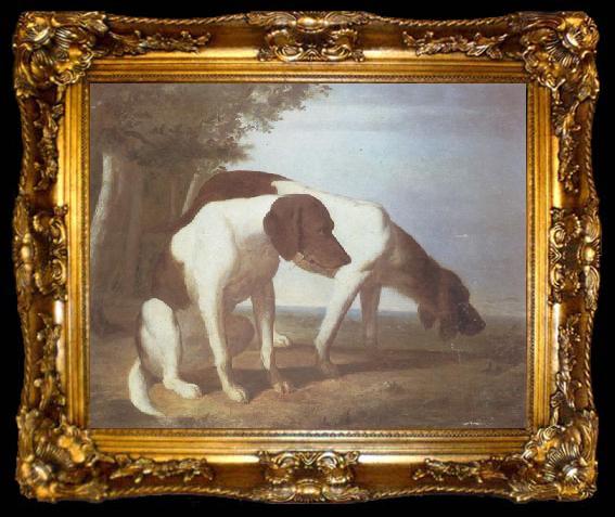 framed  Jacques-Laurent Agasse Foxhounds in a Landscape, ta009-2