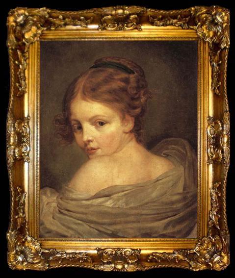 framed  Jean Baptiste Greuze Young Woman Seen from the Back, ta009-2