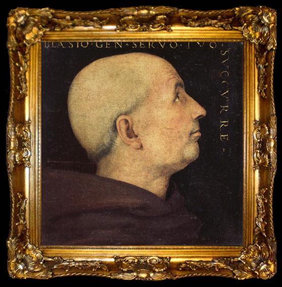 framed  PERUGINO, Pietro Portrait of Dom Biagio Milanesi, ta009-2