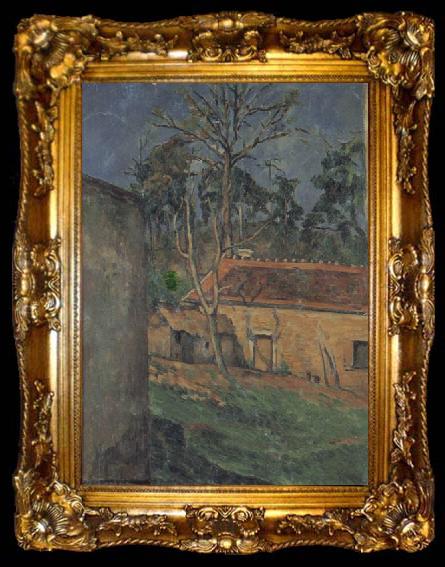 framed  Paul Cezanne Farm Coutyard in Auvers, ta009-2