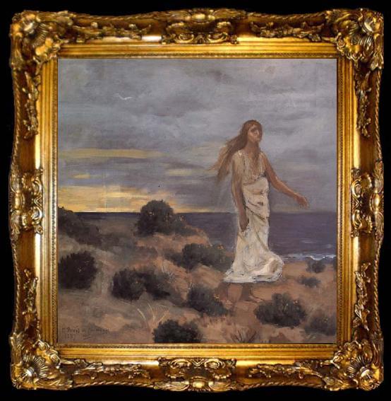 framed  Pierre Puvis de Chavannes Mad Woman at the Edge of the Sea, ta009-2
