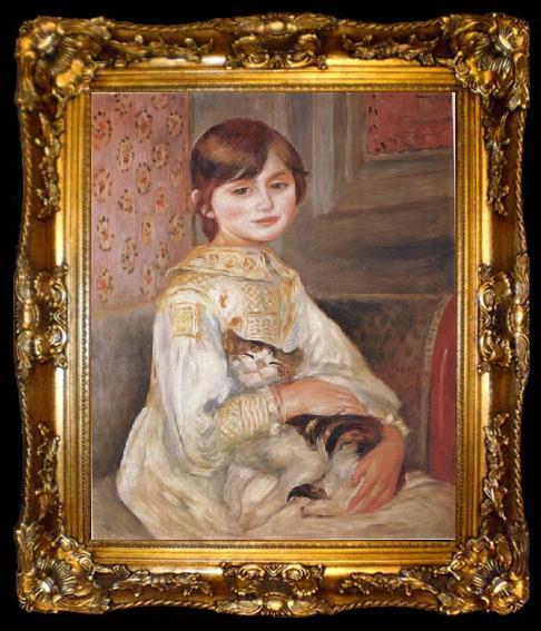framed  Pierre Renoir Child with Cat (Julie Manet), ta009-2