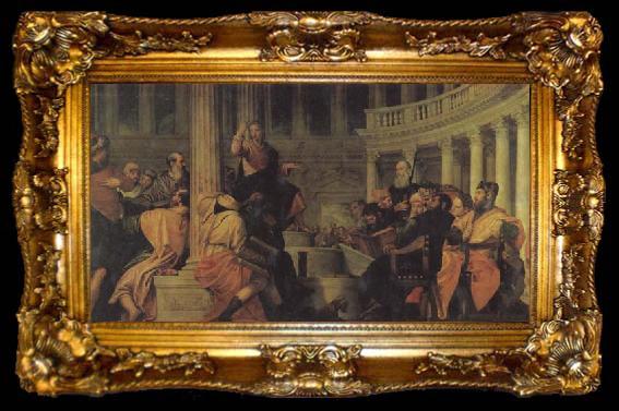 framed  VERONESE (Paolo Caliari) Jesus Disuting wtih the Elders, ta009-2