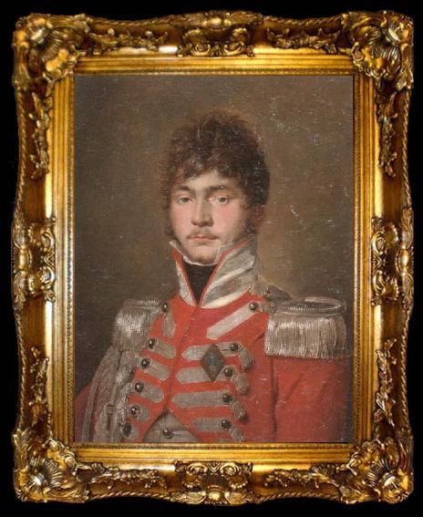 framed  unknow artist Portrait of an officer,half-length,wearing a red coat and the swedish military order of the sword, ta009-2