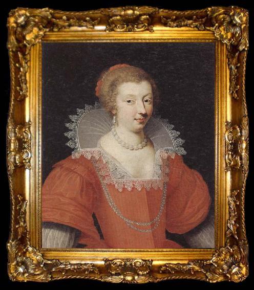 framed  unknow artist Portrait of a lady,half length,dressed in red and wearing pearls, ta009-2