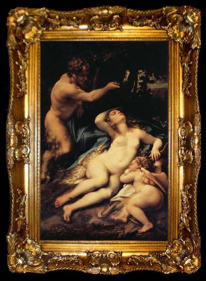 framed  Correggio Venus and Cupid with a Satyr, ta009-2
