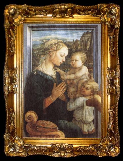 framed  Fra Filippo Lippi Madonna and Child with Two Angels, ta009-2