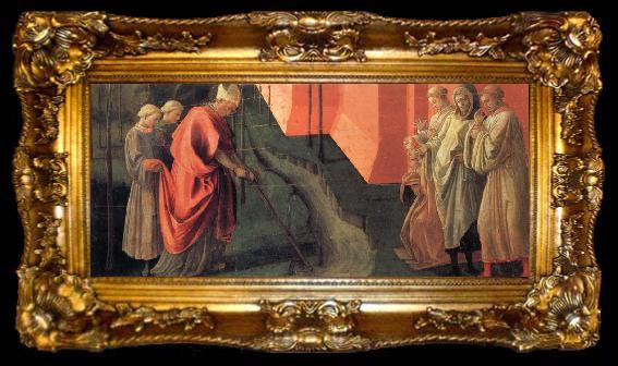 framed  Fra Filippo Lippi St Frediano Diverts the Course of the River Serchio, ta009-2