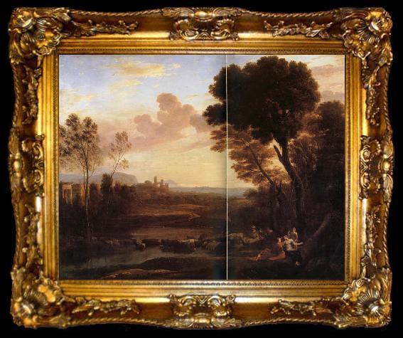 framed  Gellee Claude,dit le Lorrain Paysage avec Paris et Oenone,dit Le gue, ta009-2