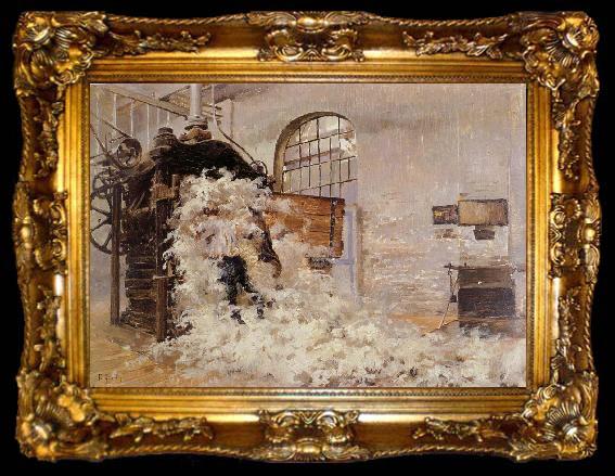 framed  Gueldry Ferdinand-Joseph Scene de triage de la laine a Roubaix, ta009-2