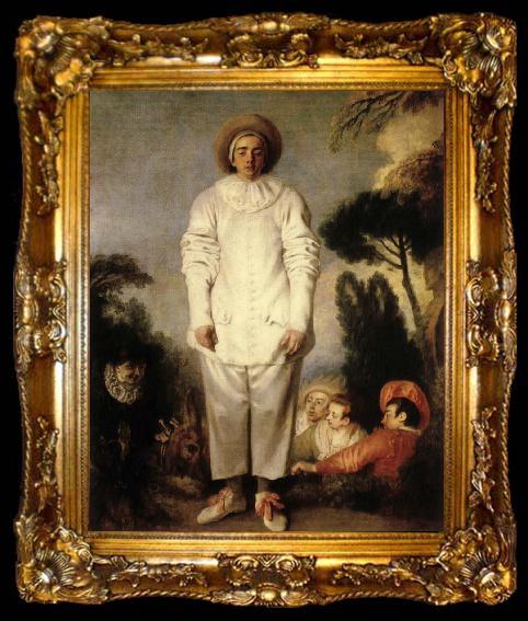 framed  Jean-Antoine Watteau Gilles or Pierrot, ta009-2
