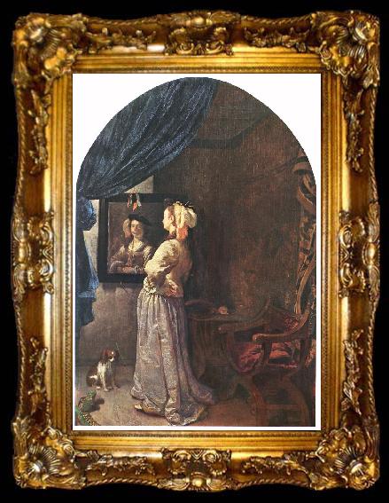 framed  MIERIS, Frans van, the Elder Woman before the Mirror, ta009-2