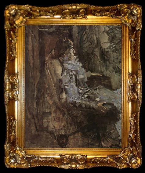 framed  Mikhail Vrubel Lady in a Vilet dress,Portrait of the singer nadezhda zabela-Vrubel, ta009-2