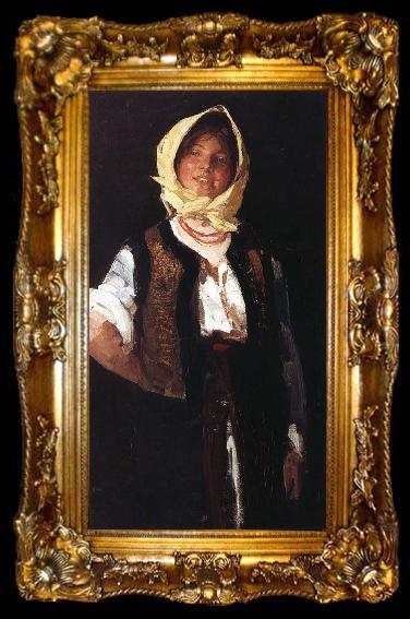 framed  Nicolae Grigorescu Cheerful young Peasant, ta009-2