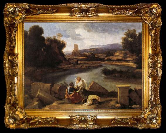 framed  POUSSIN, Nicolas Landscape with Saint Matthew and the Angel, ta009-2