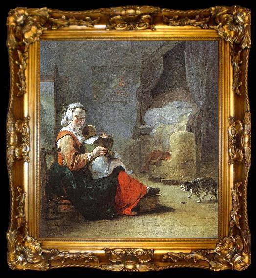 framed  Jean Baptiste Weenix Mother Child with Cat, ta009-2