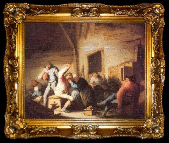 framed  Ostade, Adriaen van Peasants Making Merry in a Tavern, ta009-2