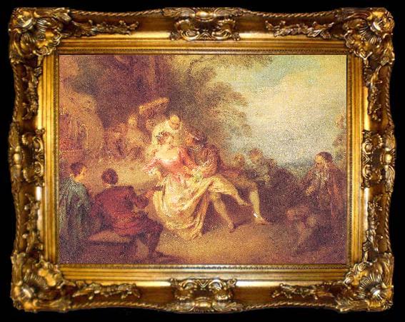framed  Pater, Jean-Baptiste Gathering of Actors from the Italian Comedy, ta009-2