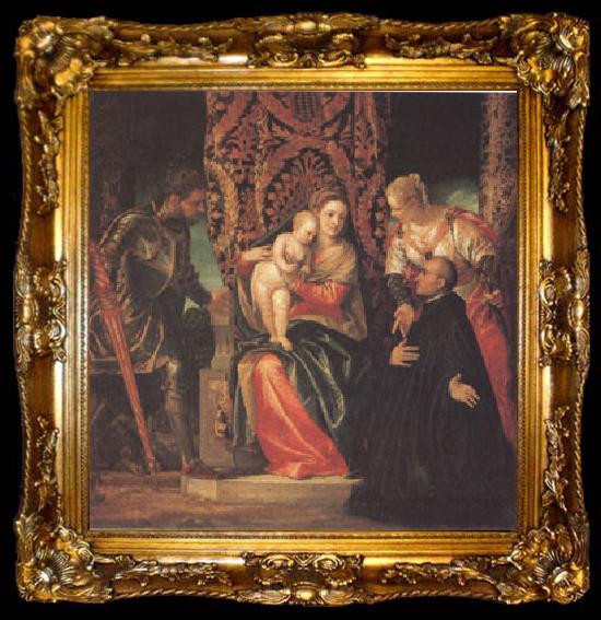 framed  VERONESE (Paolo Caliari) The Virgin and Child with Saints Justin and George and a Benedictine (mk05), ta009-2