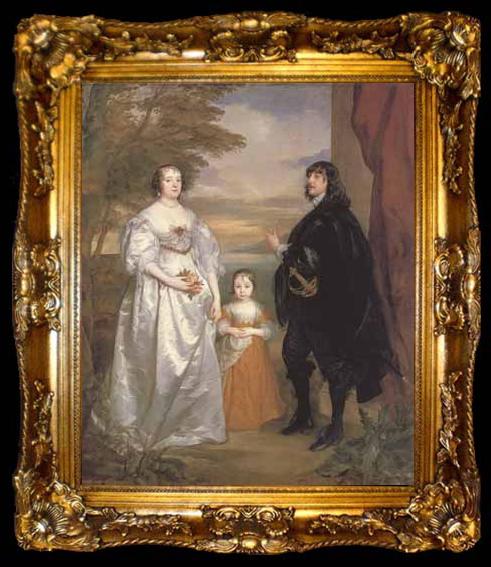 framed  Anthony Van Dyck Portrait of the earl and countess of derby and their daughter (mk03), ta009-2