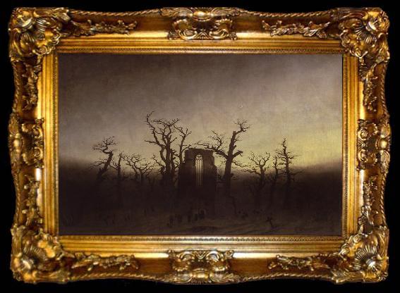 framed  Caspar David Friedrich Abbey under Oak Trees (mk09), ta009-2