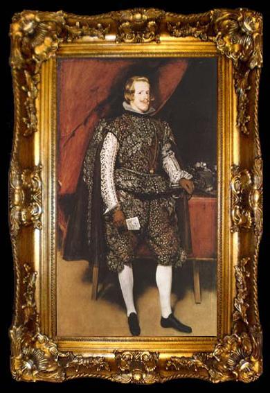framed  Diego Velazquez Portrait of Philip IV of Spain in Brown and Silver (mk08), ta009-2