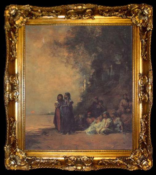 framed  Eugene Fromentin Eqyptian Women on the Edge of the Nile (san12), ta009-2