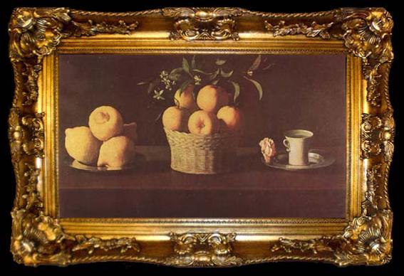 framed  Francisco de Zurbaran Still Life with Lemons,Oranges and Rose (mk08), ta009-2