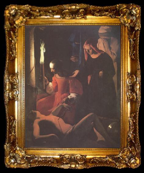 framed  Georges de La Tour St Sebastian Tended by St Irene (mk05), ta009-2