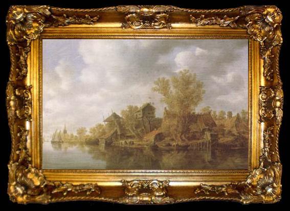 framed  Jan van Goyen River Landscape (mk08), ta009-2
