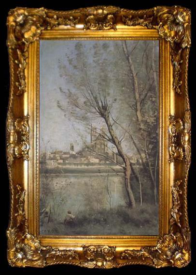 framed  Jean Baptiste Camille  Corot La cathedrale de Mantes (mk11), ta009-2