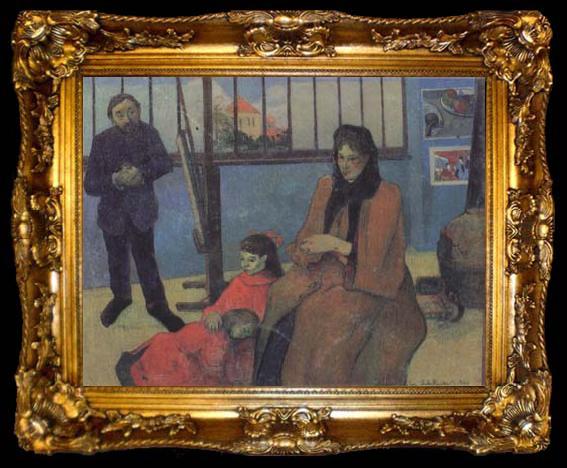 framed  Paul Gauguin The Sudio of Schuffenecker or The Schuffenecker Family (mk07), ta009-2