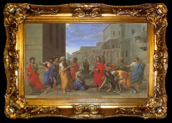framed  Poussin Christ and the Woman Taken in Adultery (mk05), ta009-2