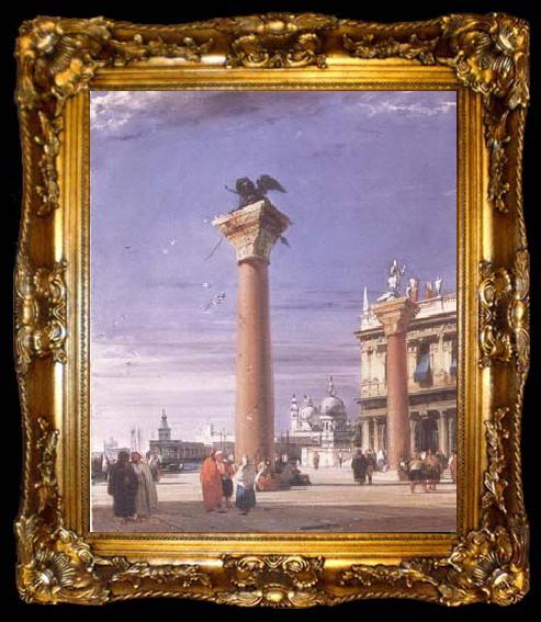 framed  Richard Parkes Bonington The Column of St Mark in Venice (mk09), ta009-2