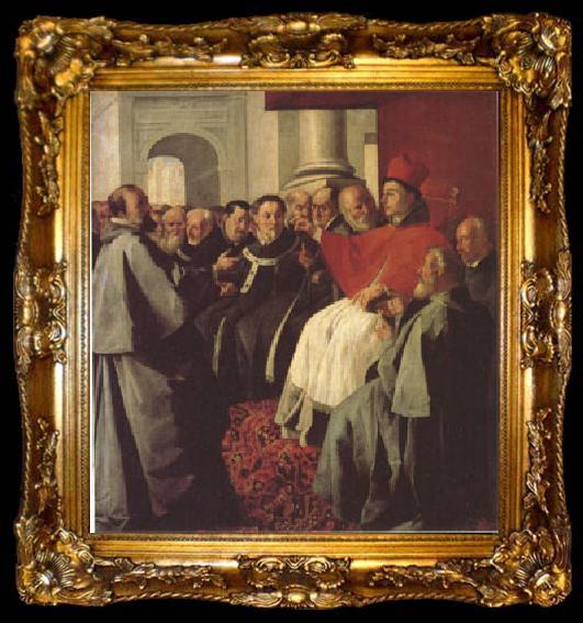 framed  ZURBARAN  Francisco de St Bonaventure at the Council of Lyons (mk05), ta009-2