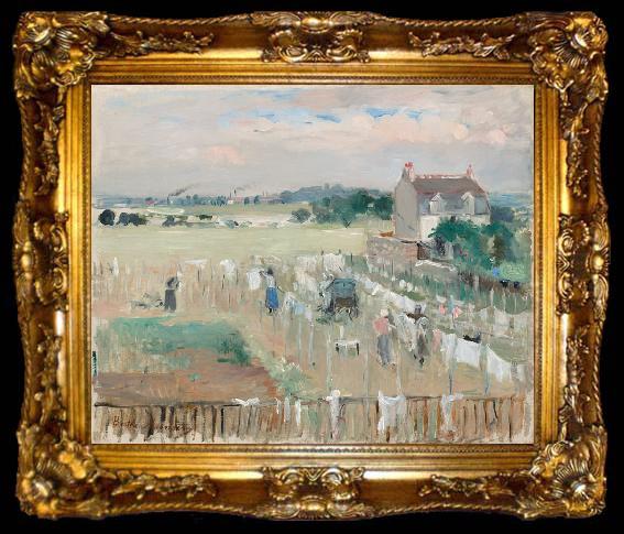 framed  Berthe Morisot Hanging the Laundry out to Dry (nn02), ta009-2