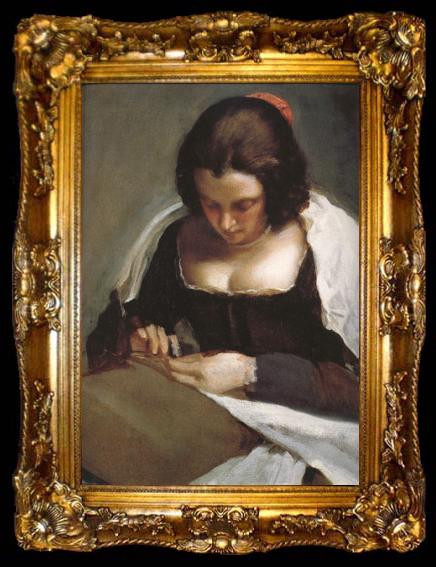 framed  Diego Velazquez The Needlewoman (unfinished) (df01), ta009-2