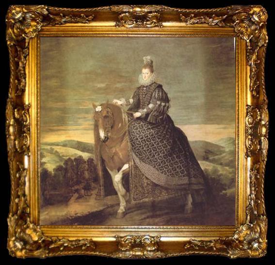 framed  Diego Velazquez Portrait equestre de la reina Marguerite (df02), ta009-2