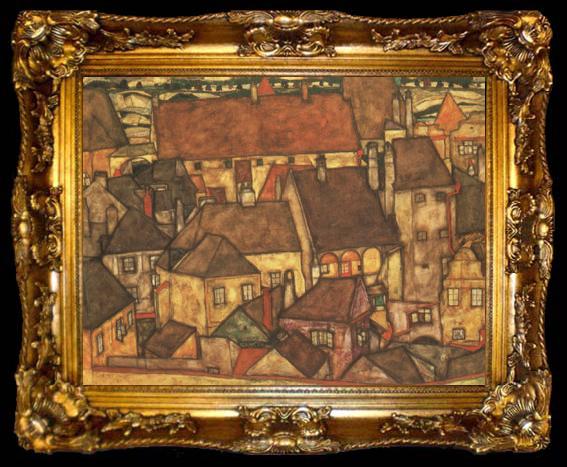 framed  Egon Schiele Yellow City (mk12), ta009-2