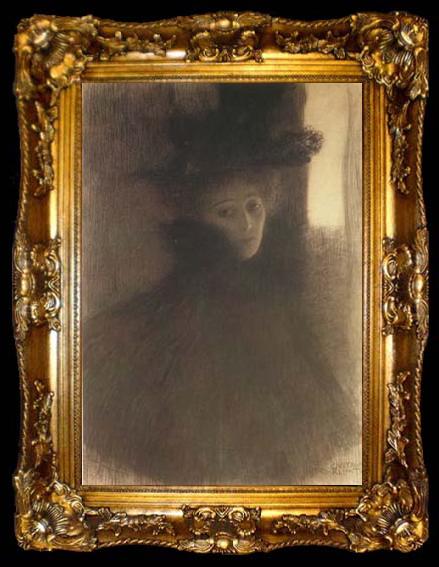 framed  Gustav Klimt Lady with cape and Hat (mk20), ta009-2