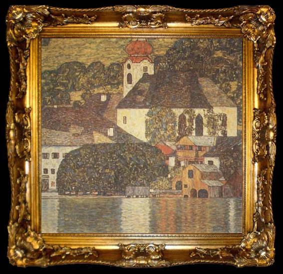 framed  Gustav Klimt Church at Unterach on Lake Atter (mk20), ta009-2