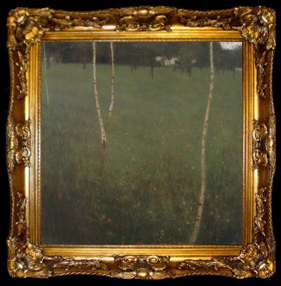 framed  Gustav Klimt Farmhouse with Birch Trees (mk20), ta009-2